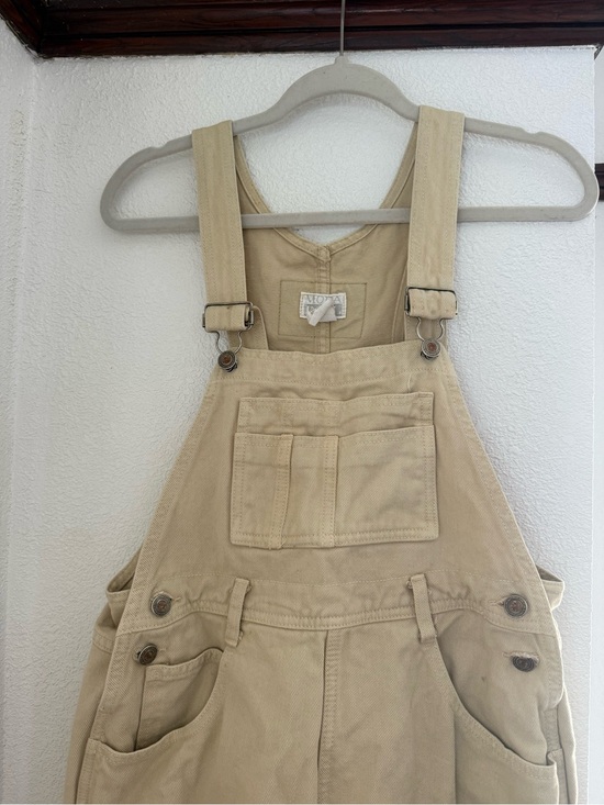 Moda Pants - Vintage Beige Women's Canvas Overalls Jumpsuit